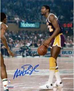 Magic Johnson Los Angeles Lakers Autographed 8 x 10 Dribble 