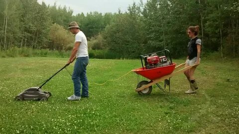 The right way to use an electric lawn mower. Lawn mower, Mow