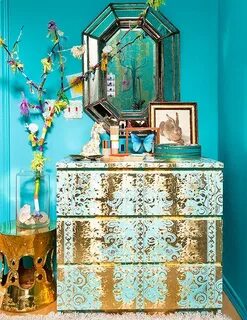 Elegant Turquoise Gold Bathroom Design Ideas