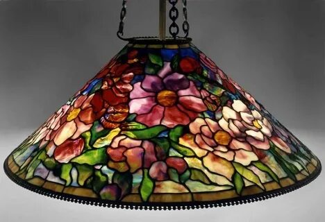 Paul Crist Studios 28" Peony Chandelier Stained glass lamps,