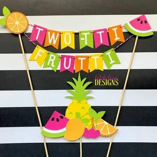 Two-tti Frutti Cake Bunting Topper With Fruit Cake Topper 2 