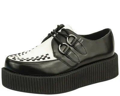Black and White Leather Viva Mondo Creeper Creepers shoes, M