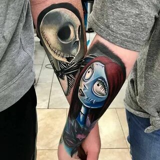 Jack & Sally #Tattoos by @drewshurtleff Disney tattoos, Jack