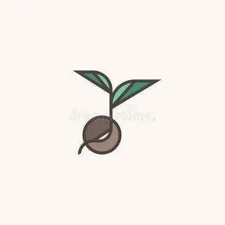 Fresh Organic Sprout Line Logo Mark Template Sprouting Seed 