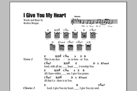 I Give You My Heart Sheet Music Hillsong Worship Guitar Chor