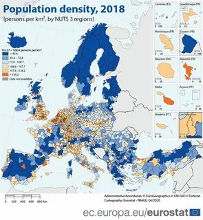 Population density by NUTS 3 regions in Europe, 2018 Carte europe, Carte, E