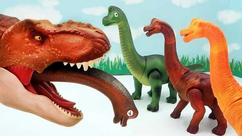 T-Rex VS Brachiosaurus! Donosaur Battle Video - Walking And 