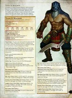 Yuan Ti Malison 5e Dnd stats, Dungeons and dragons classes, 