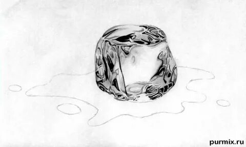 How to draw an ice cube with a simple pencil step by step