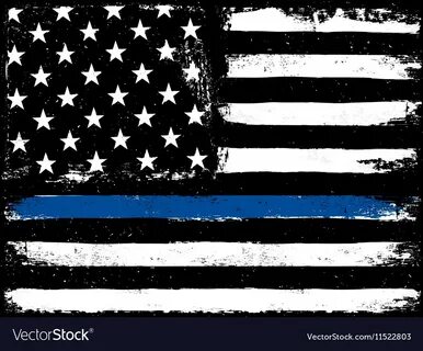 Thin blue line black flag with police blue line Vector Image