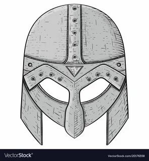 Viking helmet. Hand drawn sketch. Vector illustration isolat