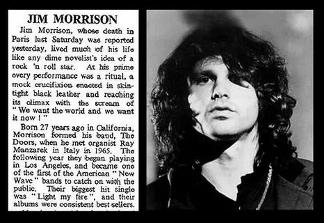 3rd July 1971 - Death of Jim Morrison Bradford Timeline Flic