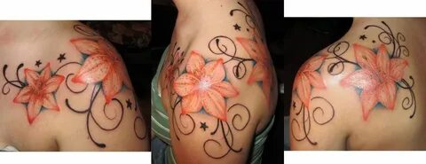 Shoulder Lilies by artbywood on deviantART Flower tattoo sho