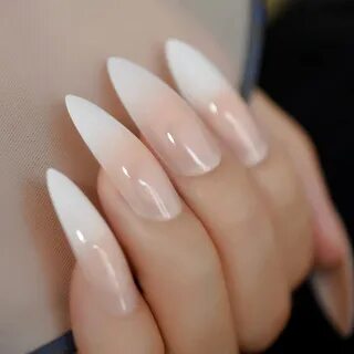 French Extra-Long Nails Nude Extreme Stiletto Sharp Nails Fa