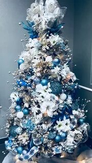 Teal and white Christmas tree Blue christmas tree decoration