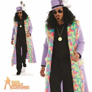 Mens Black Gangster Rapper Costume Adults 70s Theme Party Fa