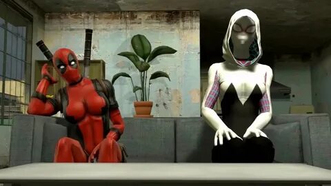 Spider Gwen and Girl Deadpool giantess growth (re uploaded) 
