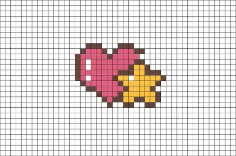 Heart and Star Pixel Art Pixel art pattern, Pixel art grid, 
