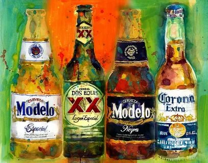 "Mexican Beers - Bright Colors - Bar Deco" by Dorrie Rifkin 