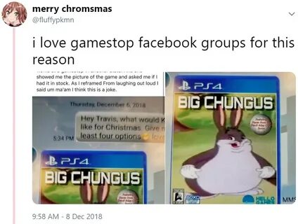 I Love GameStop Facebook Groups for This Reason Big Chungus 