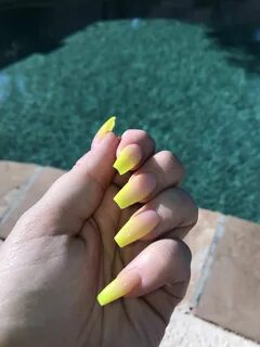 Neon yellow ombré nails Neon yellow nails, Yellow nails, Yel