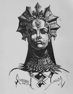 Inktober day 17 Akasha queen of the damned : drawing Queen o