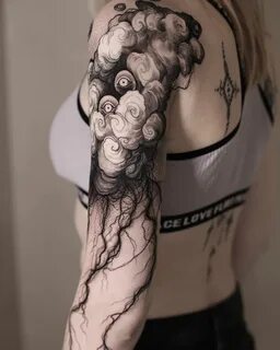 Clouds & Lightning Sleeve tattoos, Tattoos, Body art tattoos