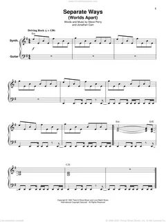 Journey - Separate Ways (Worlds Apart) sheet music for keybo