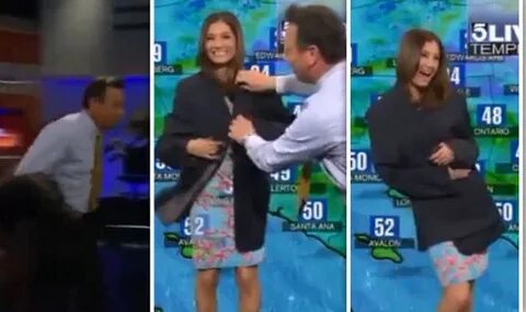 News anchor saves weather girl after wardrobe malfunctiion E