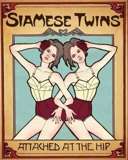 Siamese Twins Art Nouveau Inspired OVERSIZED Archival Print 