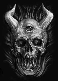 undefined Dark art tattoo, Scary tattoos, Evil skull tattoo