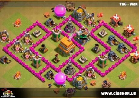 Town Hall 6 - WAR Base Map #3 - Clash of Clans Clasher.us