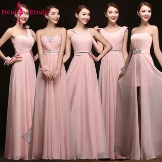 Женское платье подружки невесты, розовое шифоновое платье по