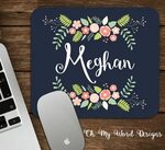 Watercolor Floral Mouse Pad-Monogram Mouse Pad-Personalized 