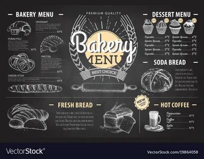 Vintage chalk drawing bakery menu design Vector Image