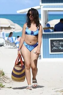 camila cabello shows off her curves in a blue bikini as she 