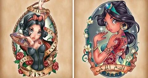 Disney Princesses Re-Imagined As Tattooed Pin Up Girls