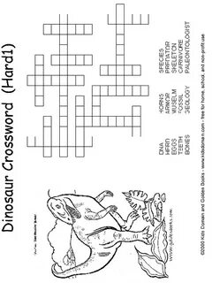 Dinosaur Crossword Puzzle-- Hard Worksheet for 4th - 5th Gra