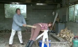 The lass was caned in the woodshed Videos Spanking