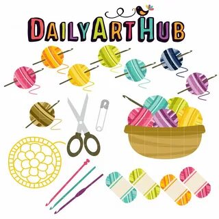 Crochet Fun Clip Art Set Festa de gatinho, Patchwork, Desenh