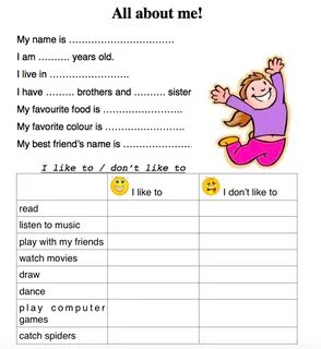 FREE- All about me Worksheets