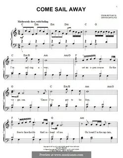Come Sail Away (Styx) by D. DeYoung - sheet music on MusicaN