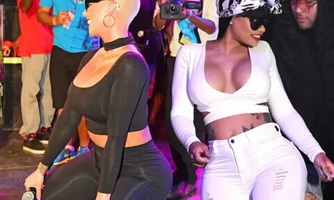Blac Chyna twerks it out with Amber Rose surrounded by male 
