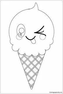 Kawaii Ice Cream Cone Coloring Page Sorvete kawaii, Desenhos