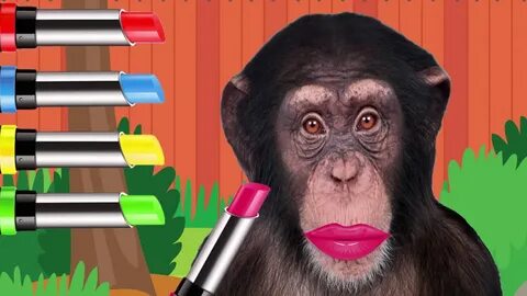 Funny Baby Learn Colors with Monkey & Lipstick Finger Family