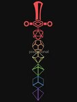 Rainbow Polyhedral Dice Sword Set Tabletop RPG Relaxed Fit T