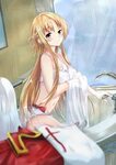 Safebooru - 1girl asuna (sao) bath bathtub blurry bra brown 