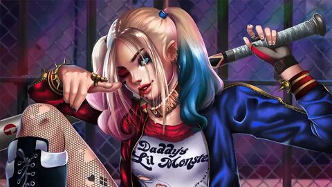 Harley Quinn Is Sitting In Front Of Net 4K HD Harley Quinn W