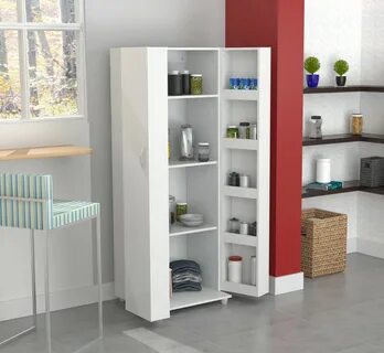 Inval 2-Door 4-Shelf Laminate Kitchen Pantry Cabinet, Washed