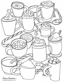 FREE Coloring Page Download - Hot Cocoas and Candy Canes - K